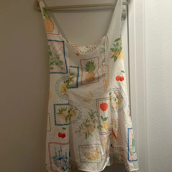 SHEIN White Lemon Print Square Neck Mini Dress - Picture 4 of 4